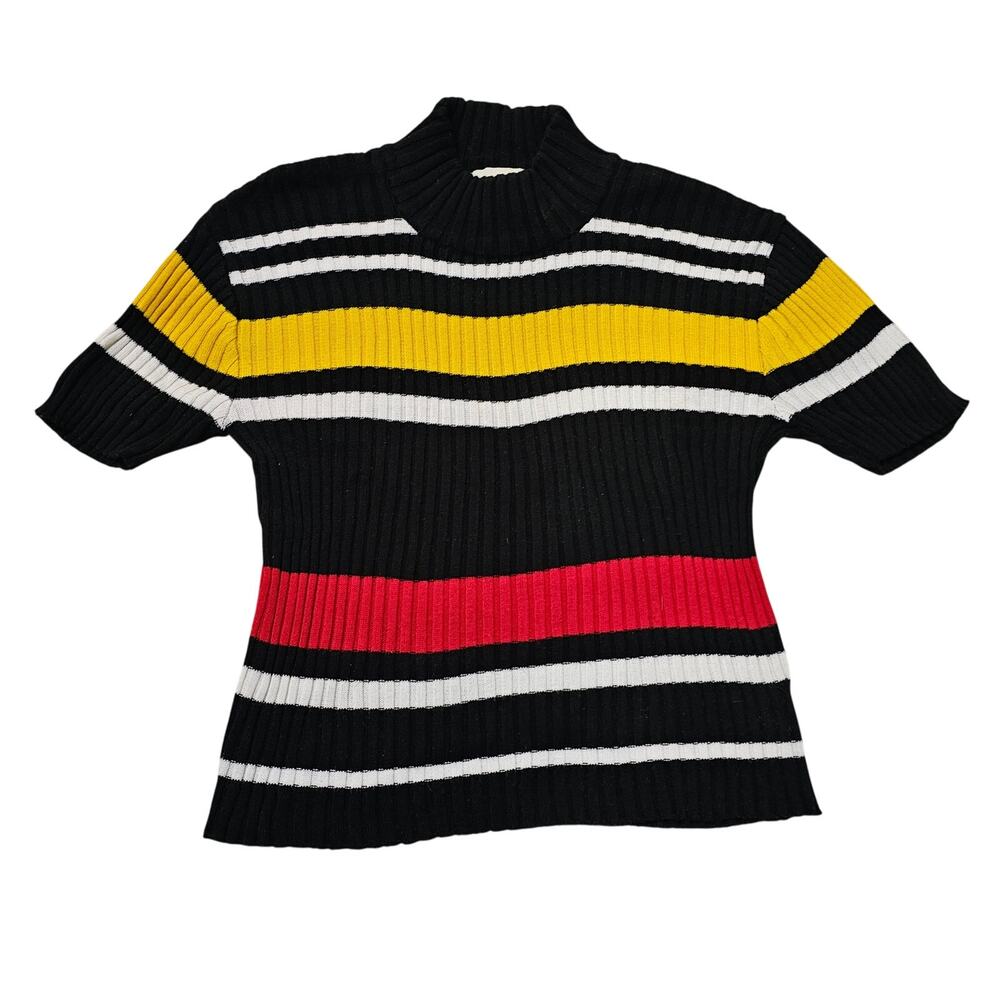 The Limited Girls Short Sleeve Sweater Size 16 Black, Red, White, Yellow Striped
